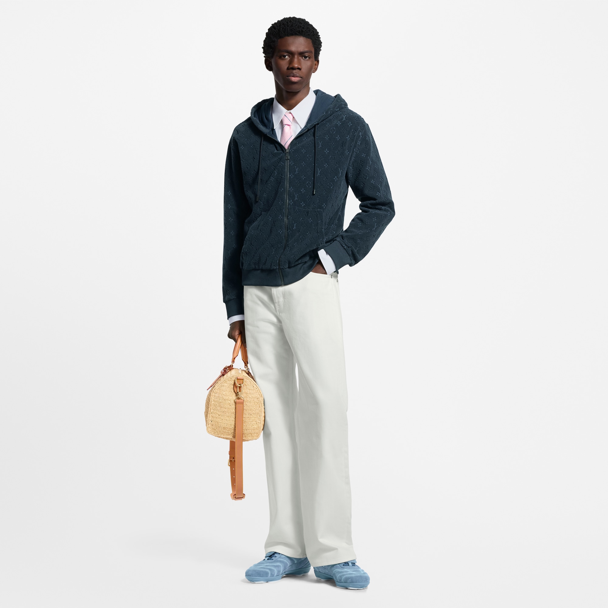 Monogram French Terry Zip-Through Hoodie  in Men