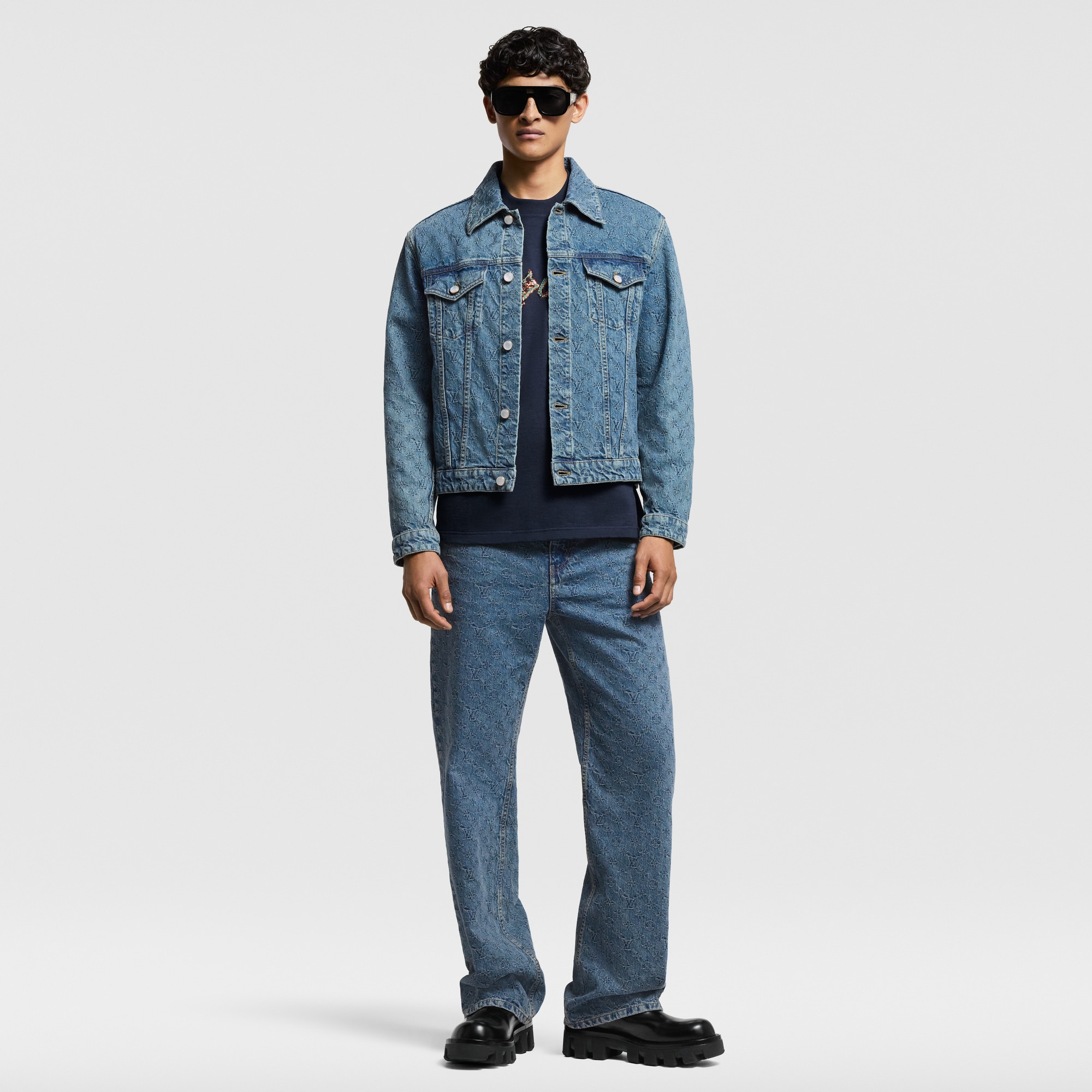 Monogram Jacquard Skate Denim Pants  in Men