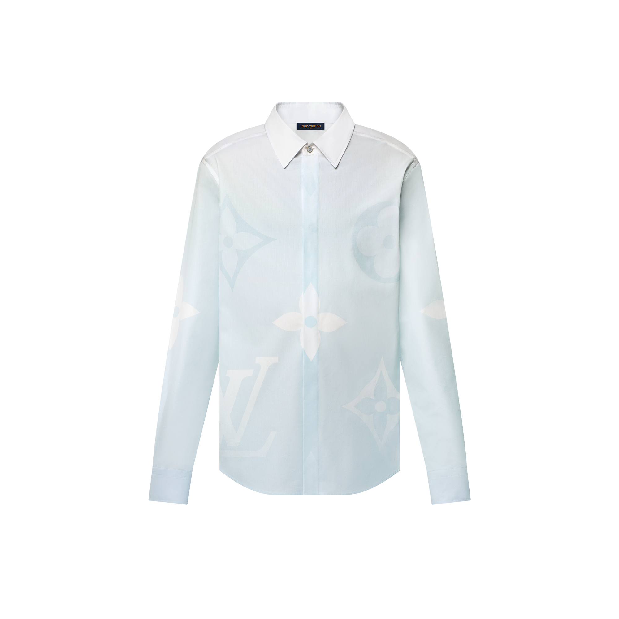 Monogram Printed Long-Sleeved Cotton Poplin Shirt  in Men