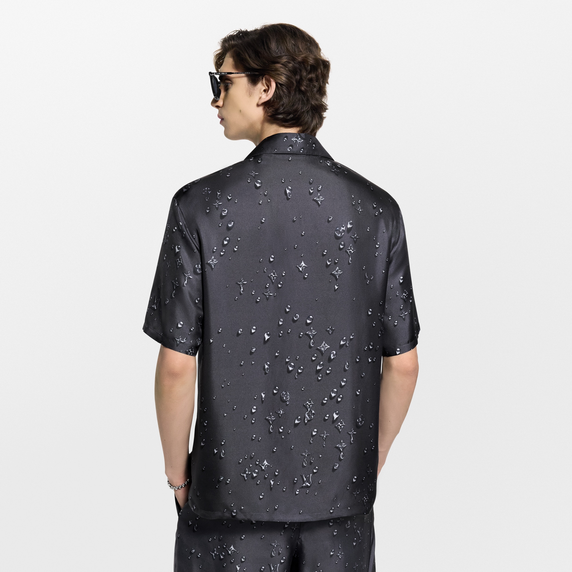 Monogram Short-Sleeved Silk Shirt  in Men