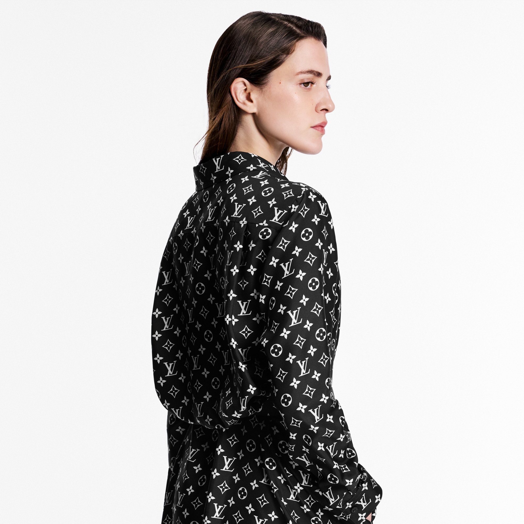 Monogram Silk Shirt Dress  in Women