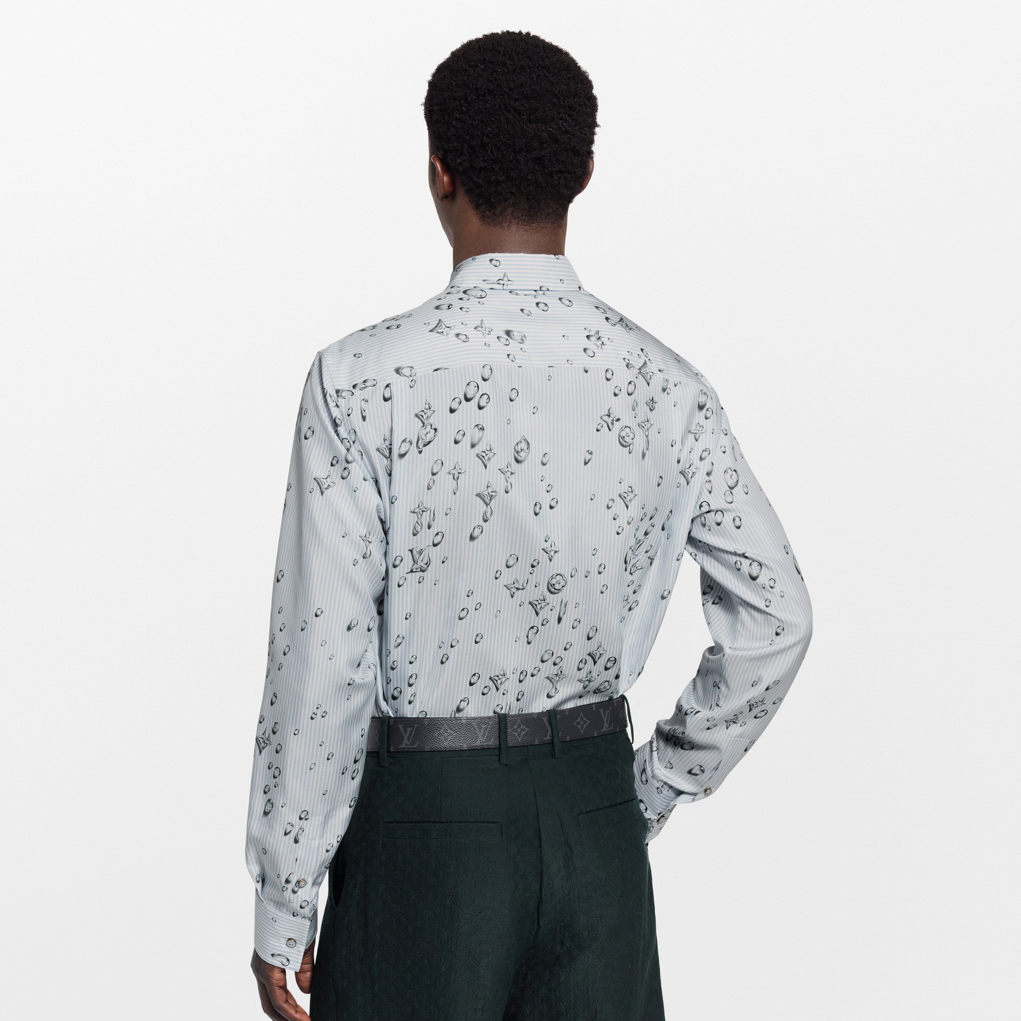 Monogram Striped Silk Shirt  in Men