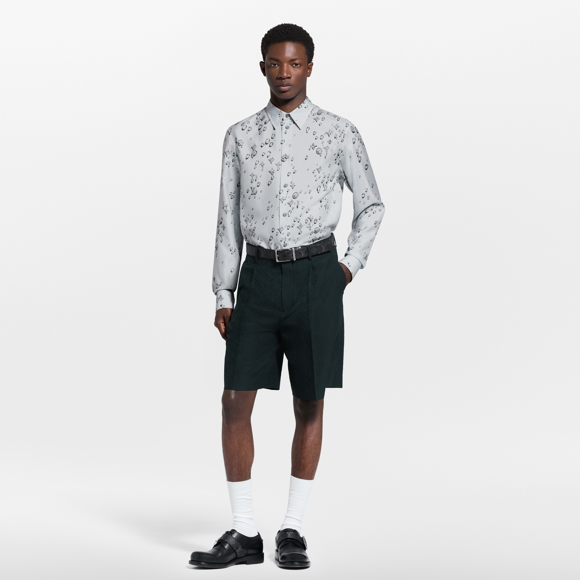 Monogram Striped Silk Shirt  in Men
