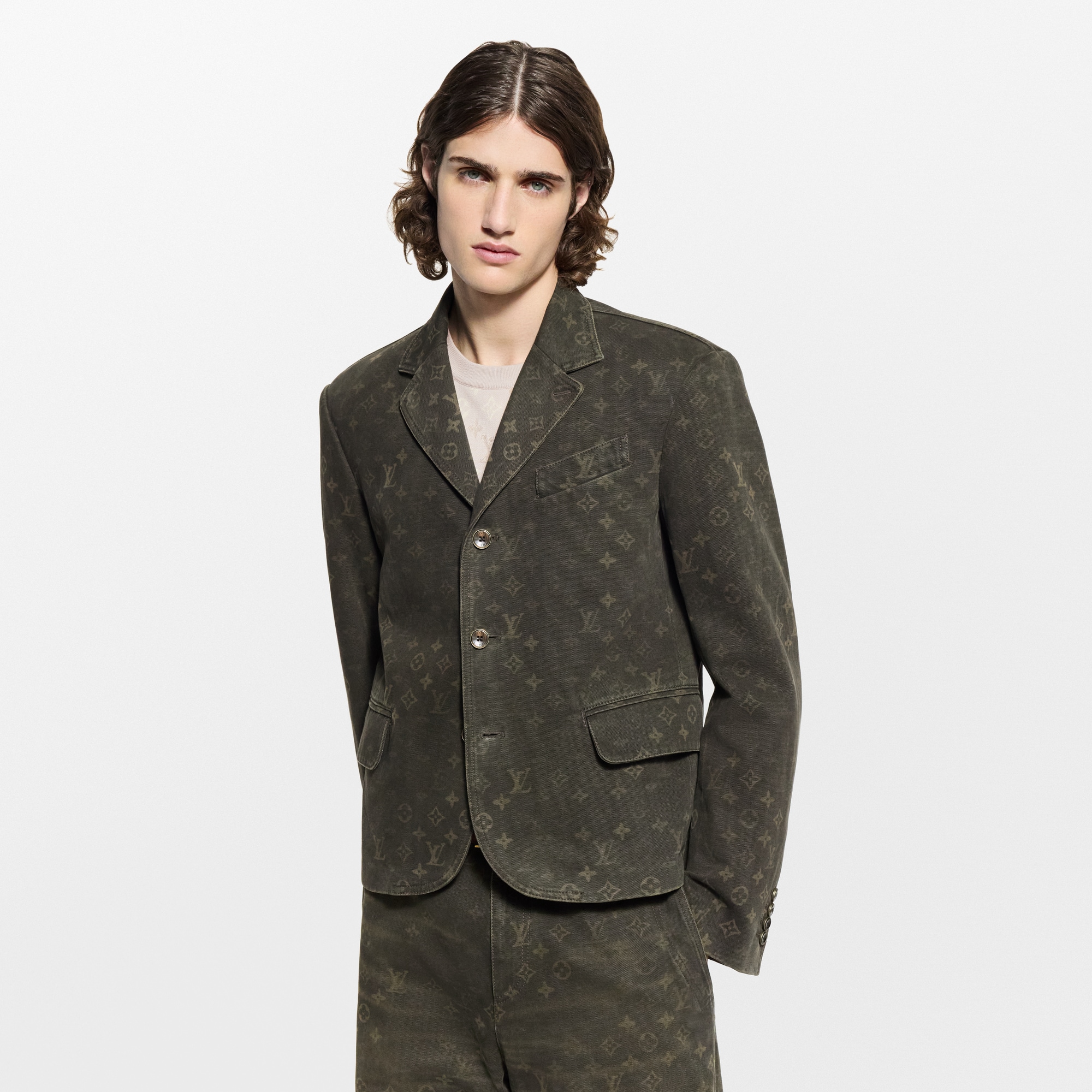 Monogram Waxed Denim Jacket  in Men