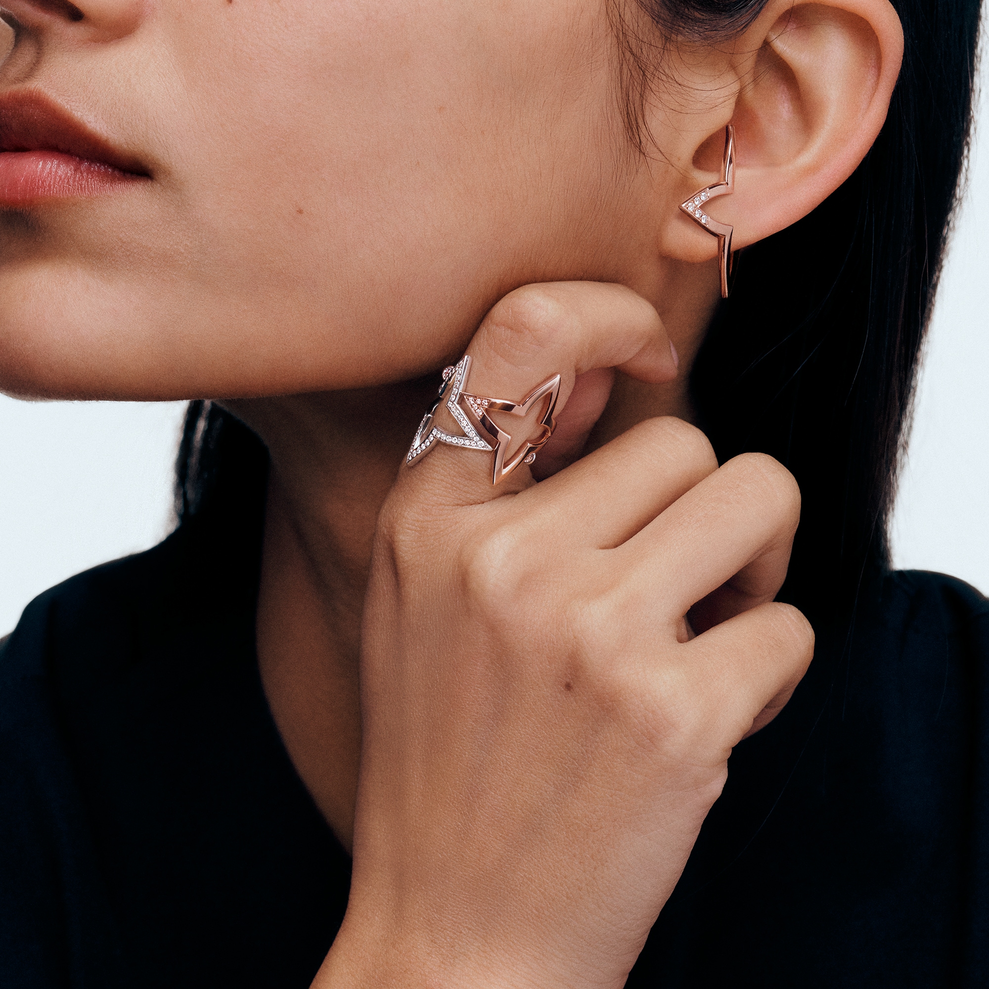 Ombre Blossom Open Ring, White Gold and Diamonds  in Jewellery