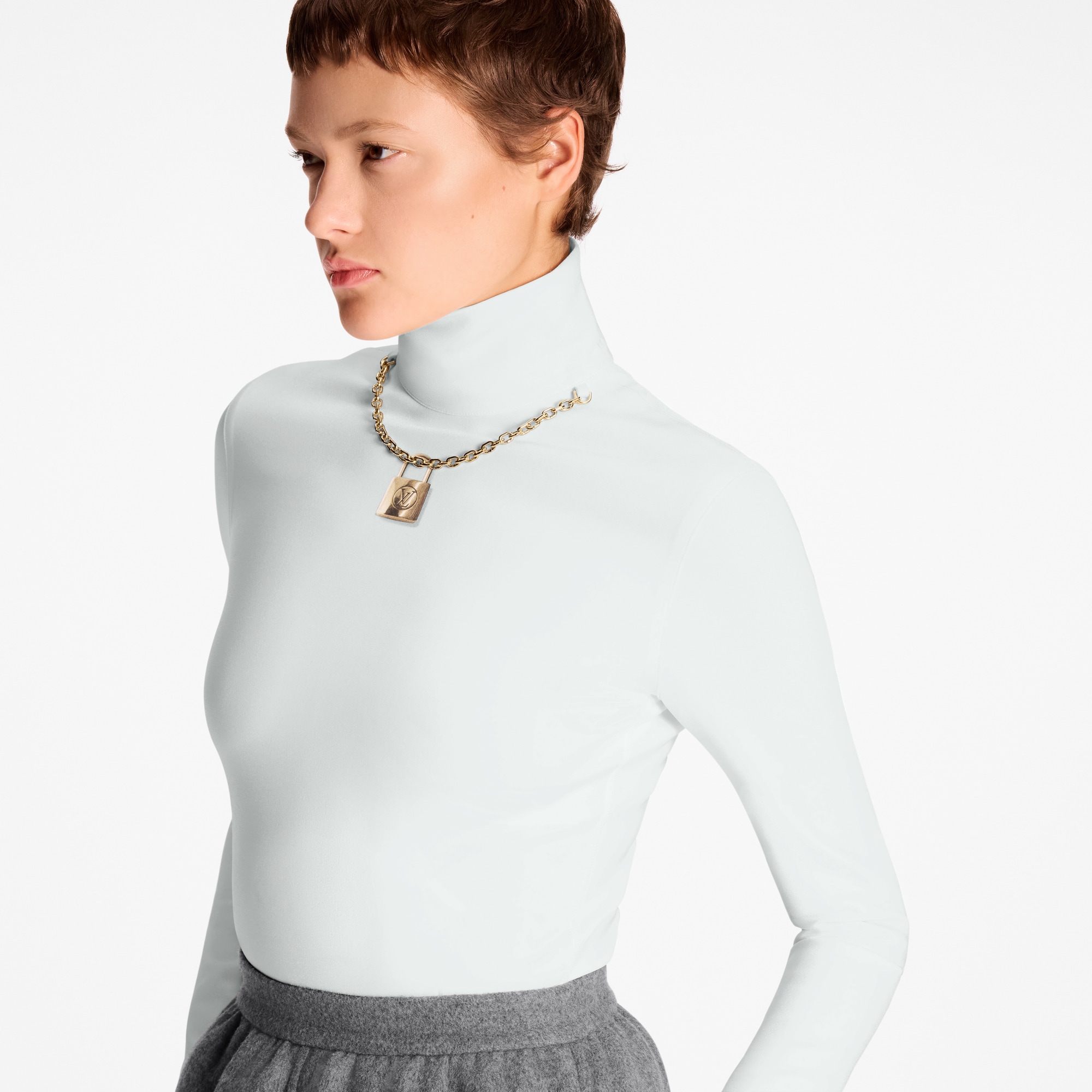 Padlock Necklace Long-Sleeved Top  in Women