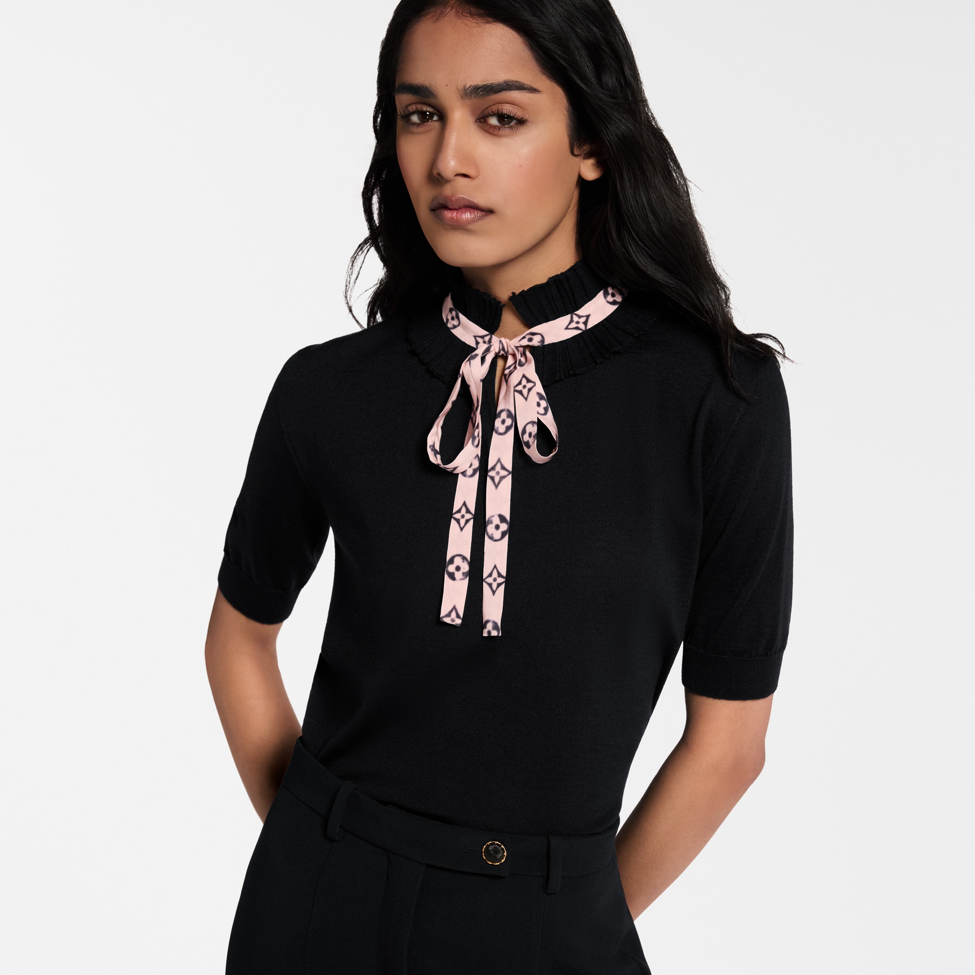 Pleated Collar Knit Top  in Women