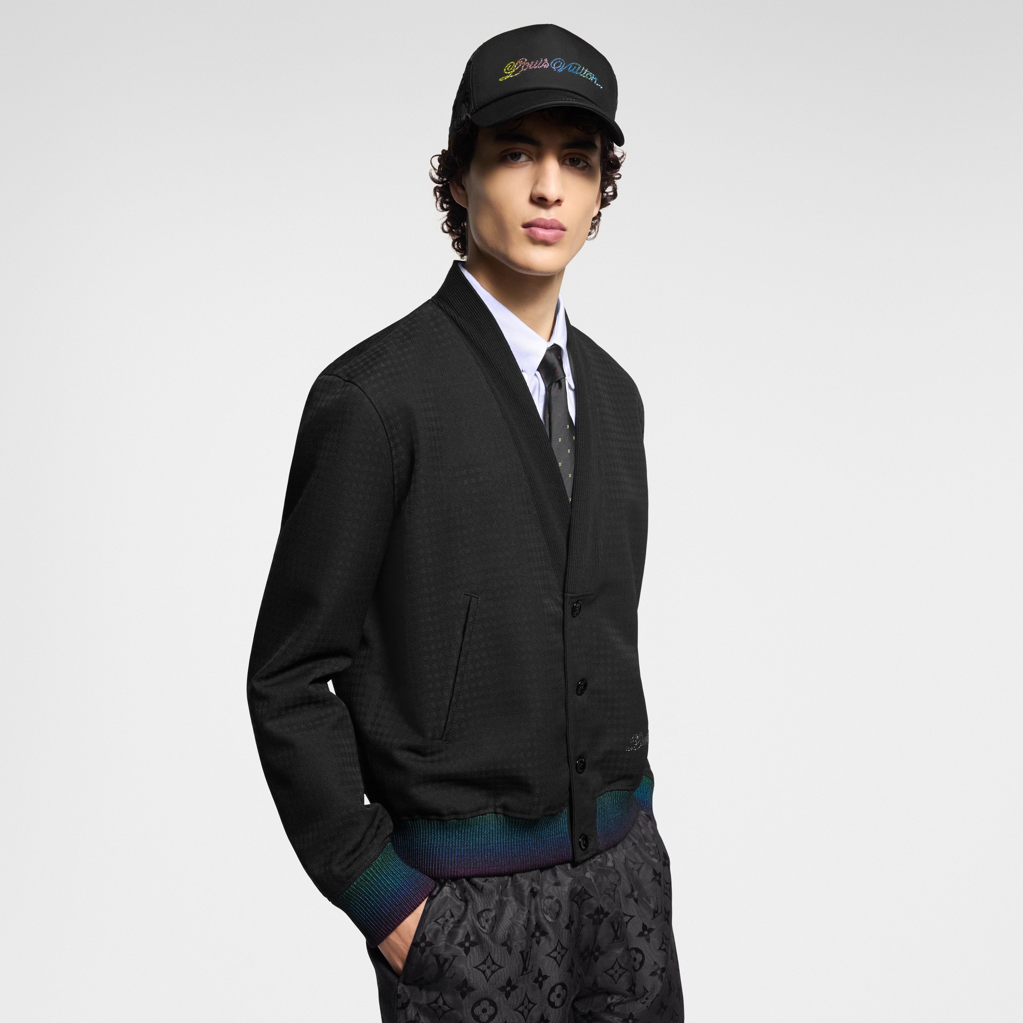 Preppy Wool Cardigan Blouson  in Men