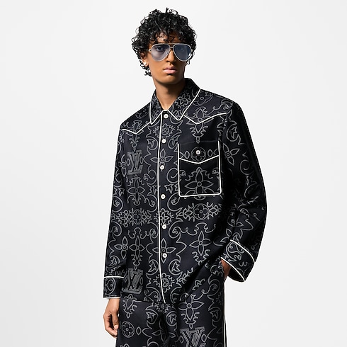 Printed Long-Sleeved Silk Pyjama Overshirt in Men's Ready-to-Wear Outerwear and Coats collections by Louis Vuitton (Product zoom)