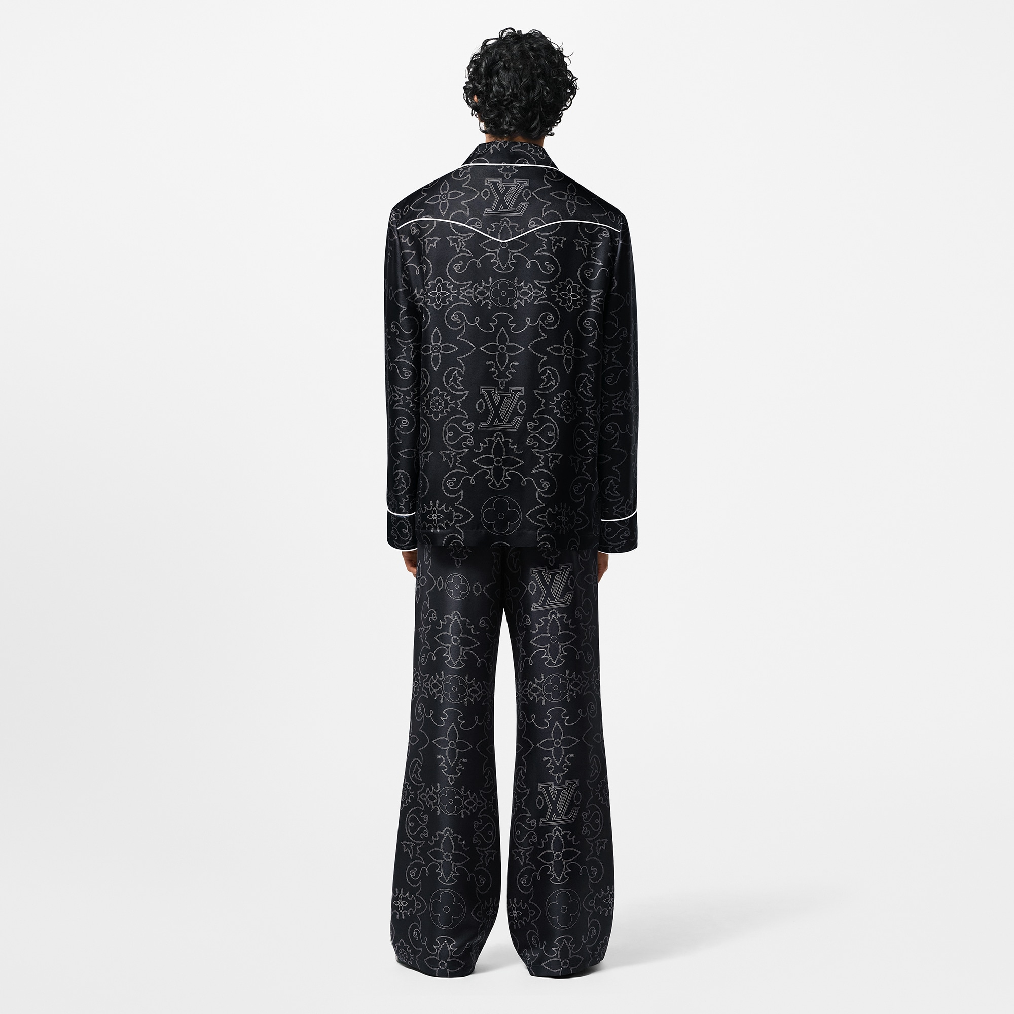 Printed Silk Pyjama Pants  in Men