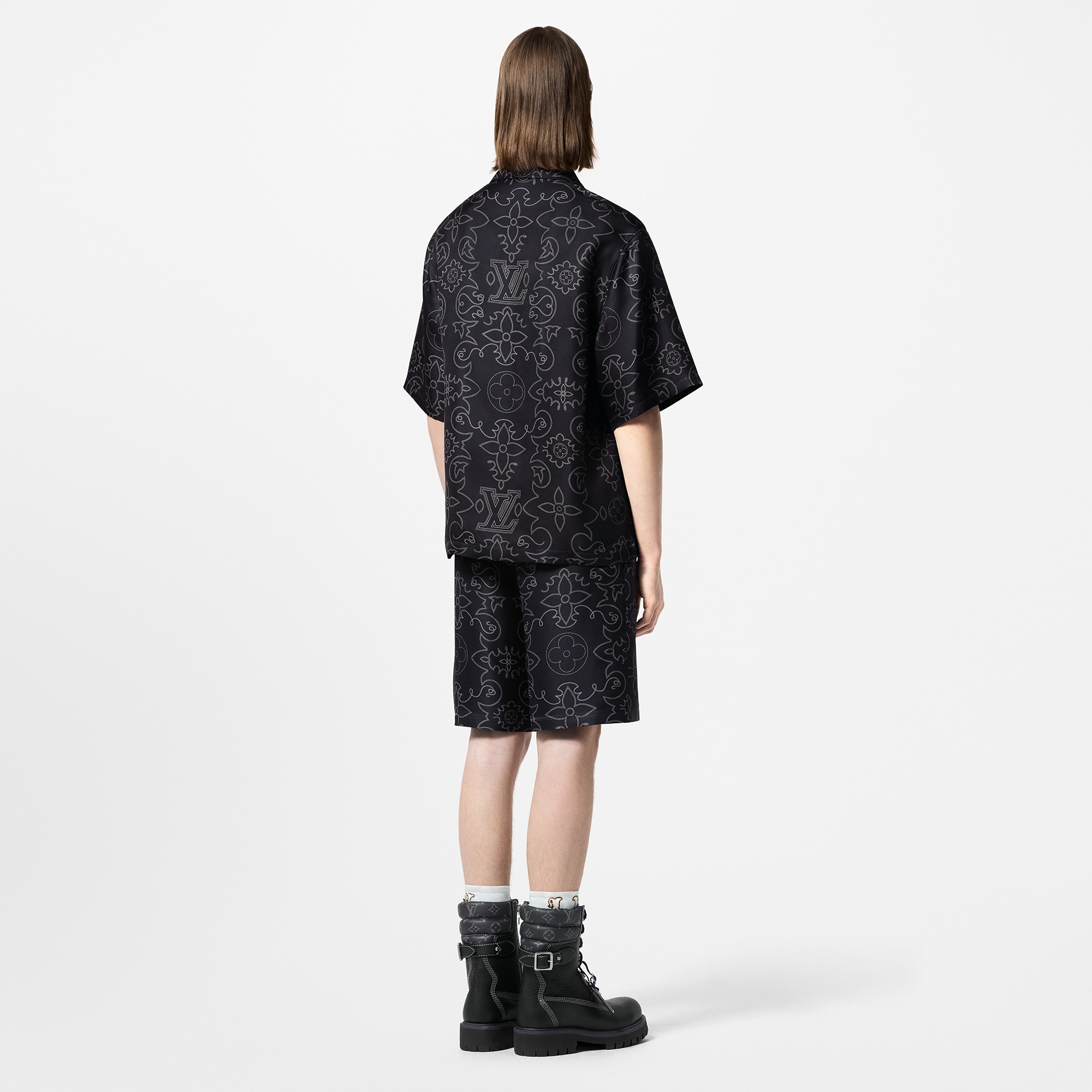 Printed Silk Shorts  in Men