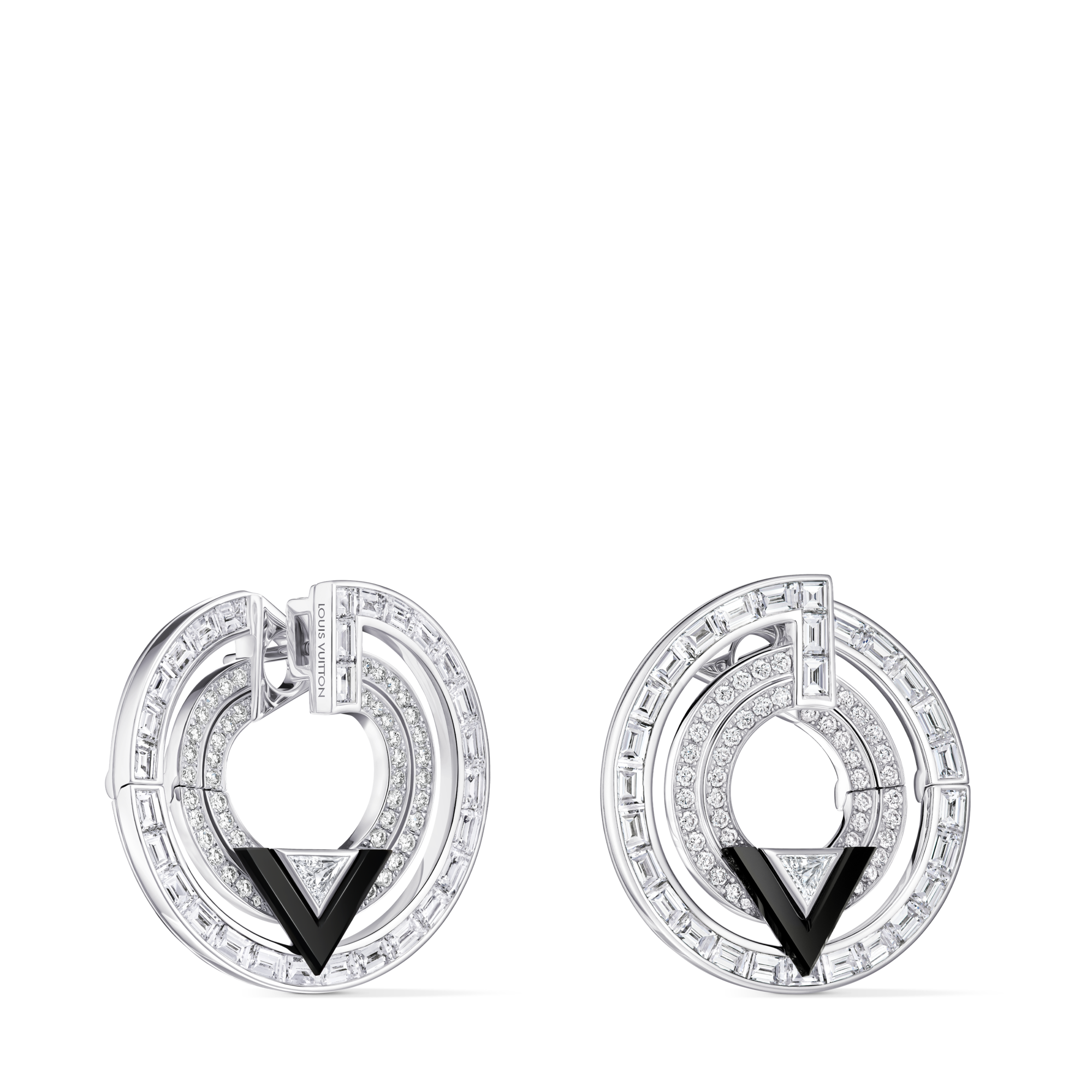 Pure V Hoops, White Gold, Onyx and Diamonds  in Les Extraordinaires