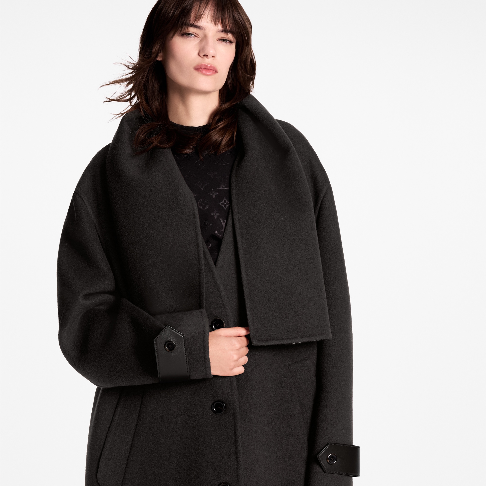 Removable Collar Coat  in Women