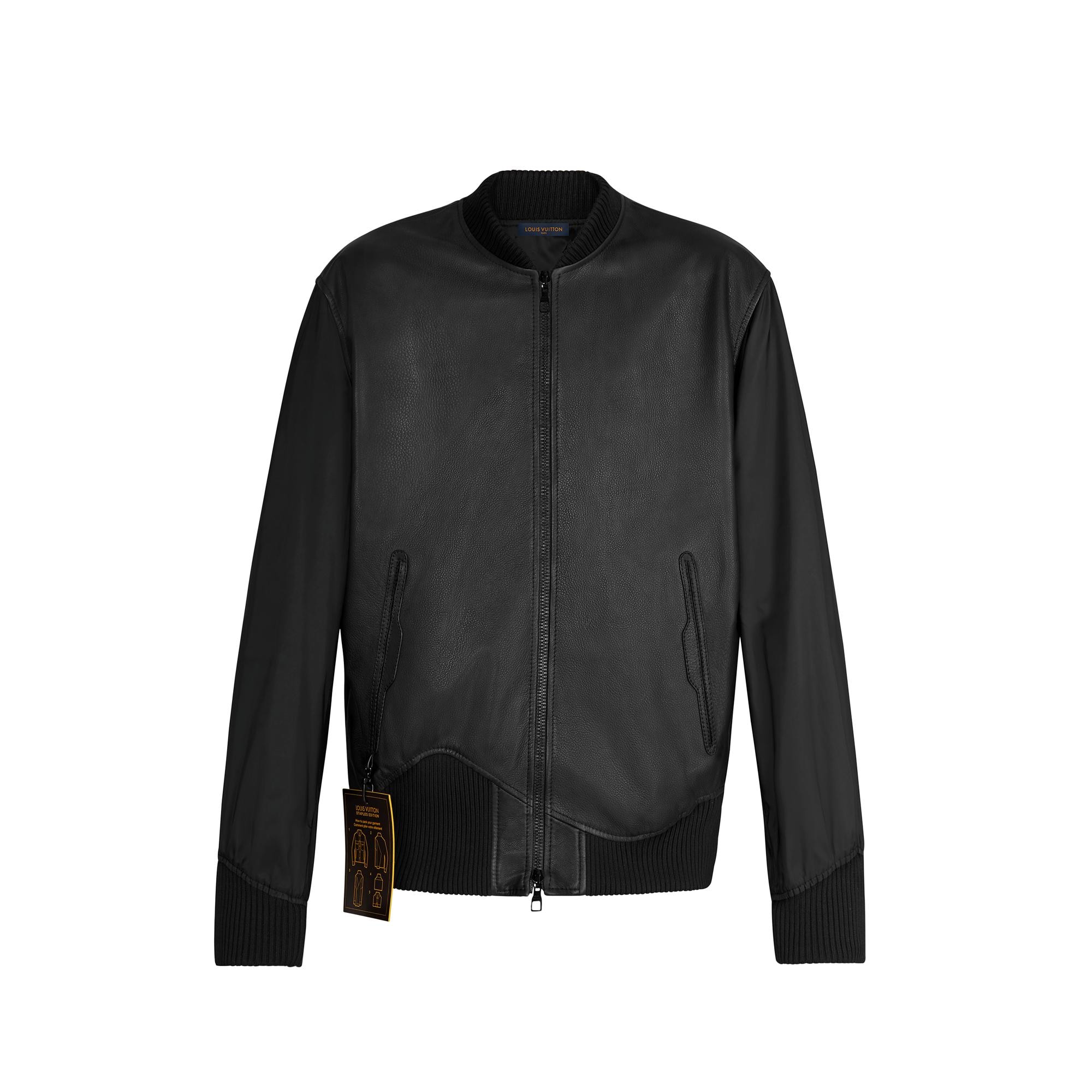 Reversible Leather Nylon Jacket  in Men