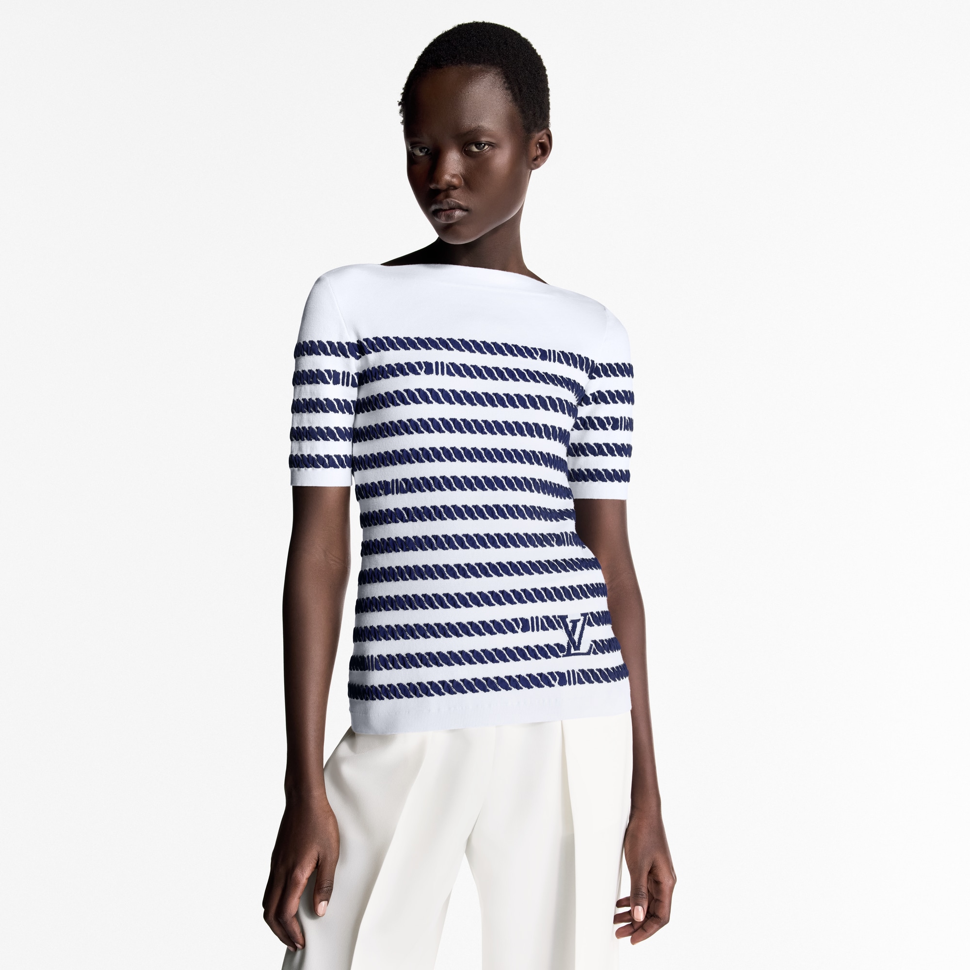 Rope Stripes Knit Top   in Women