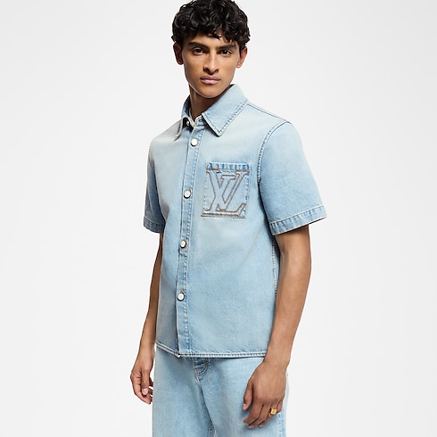 Short-Sleeved Denim Shirt in Men's Ready-to-Wear Shirts collections by Louis Vuitton (Product zoom)