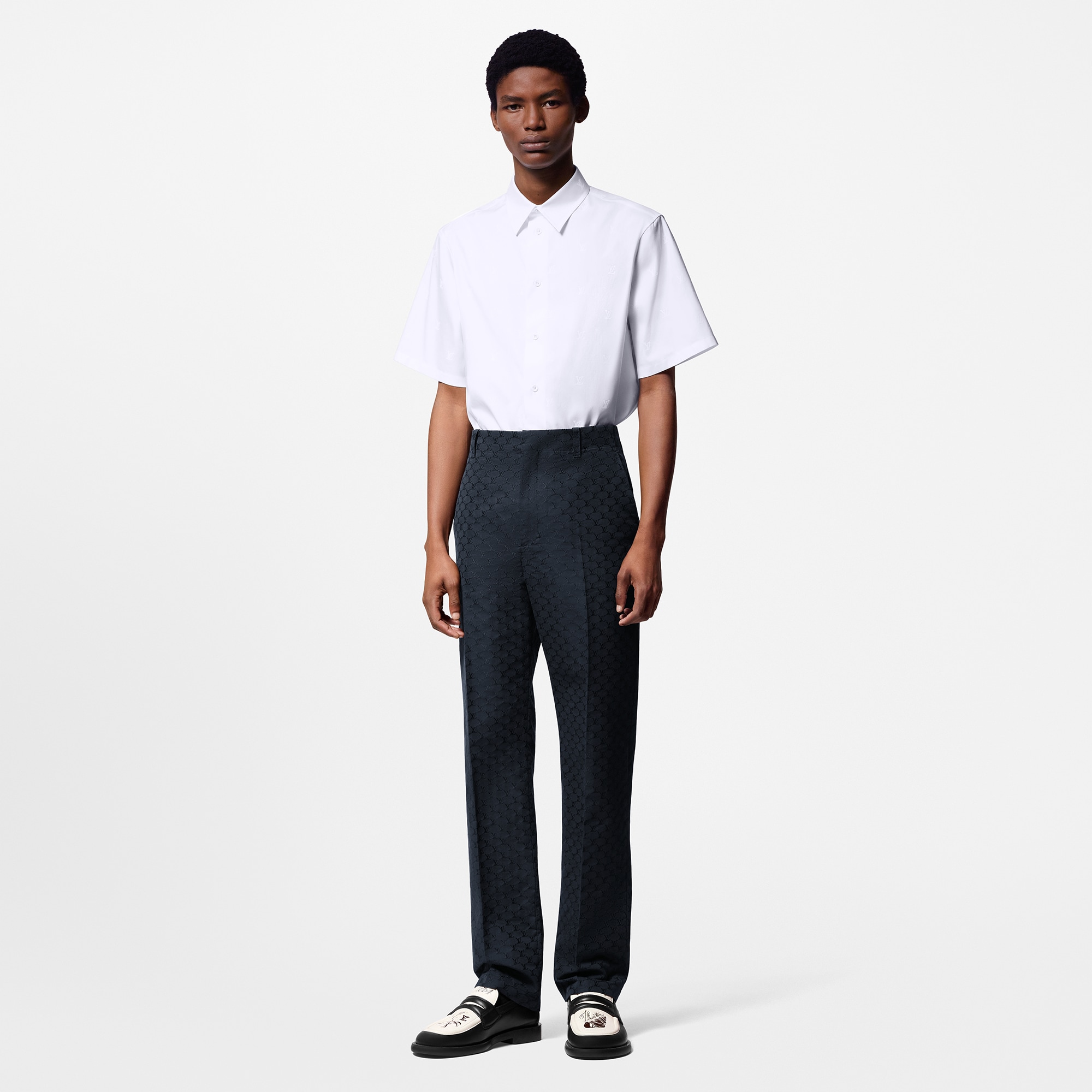 Silk And Cotton Blend Classic Pants   in Men