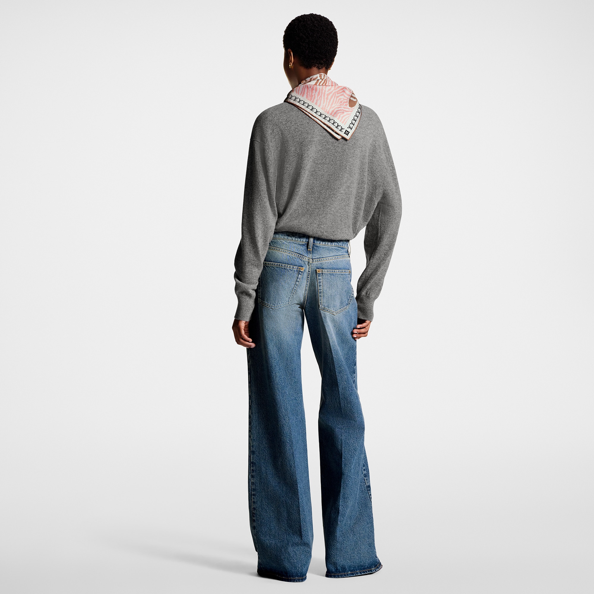 Stonewashed Monogram Patch Boot-Cut Jeans   in Women