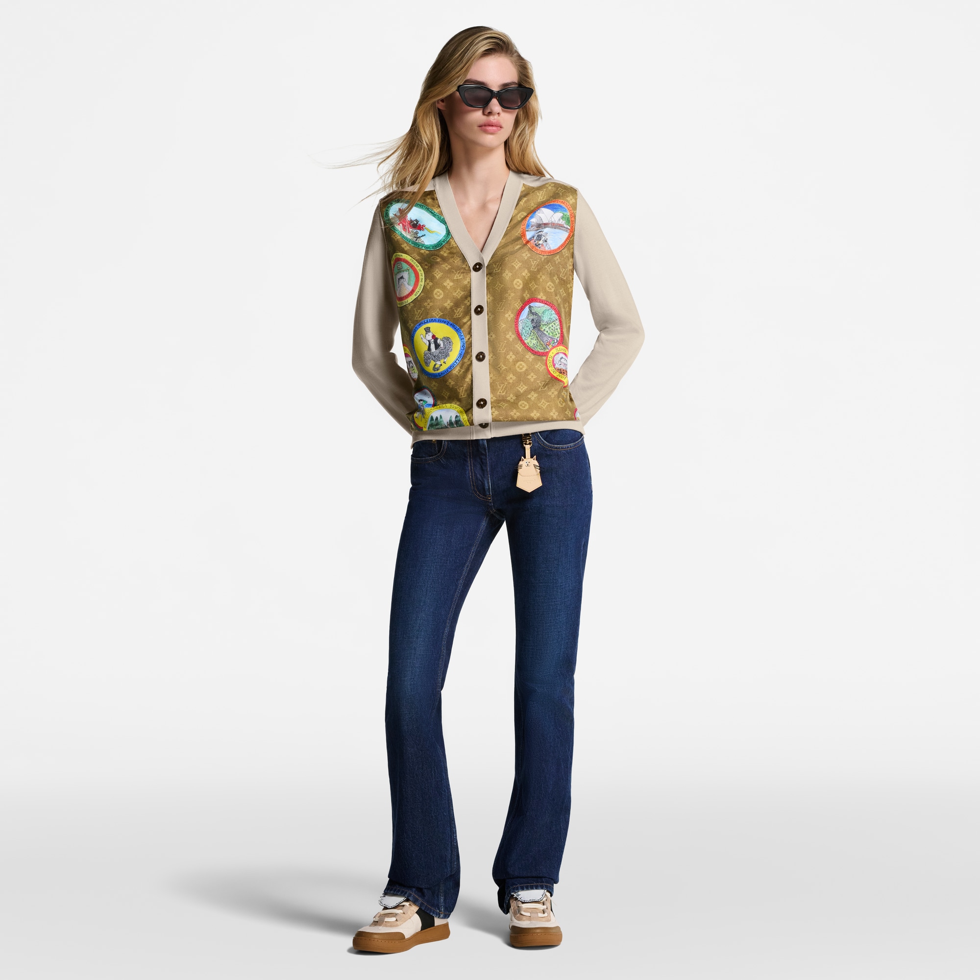 Straight-Cut Washed Denim Jeans  in Women