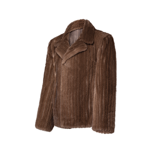 Striped Mink Peacoat side view