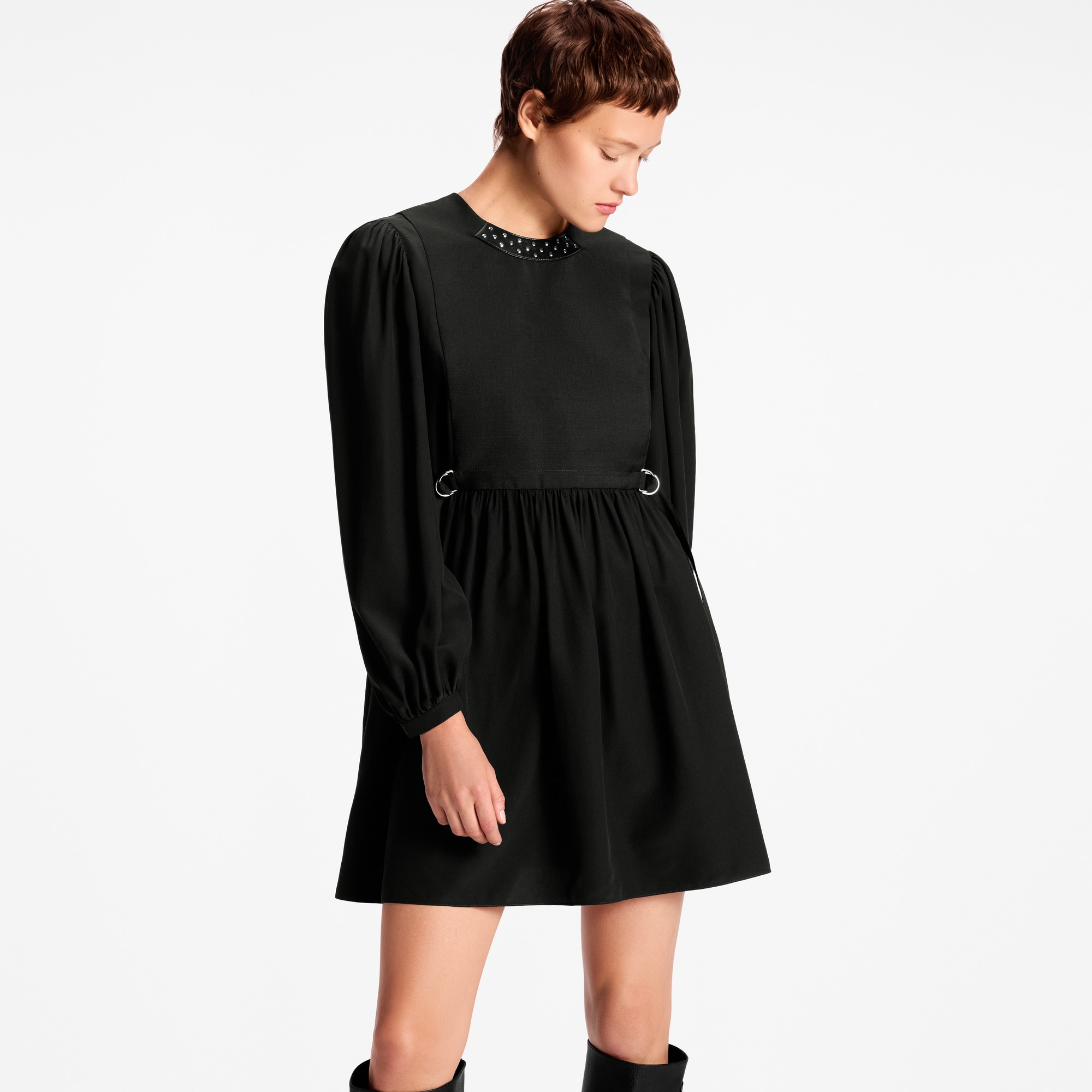 Stud Collar Long-Sleeved Dress  in Women