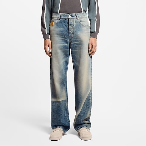 Sunfaded Effect Denim Skate Pants in Men's Ready-to-Wear Denim collections by Louis Vuitton (Product zoom)
