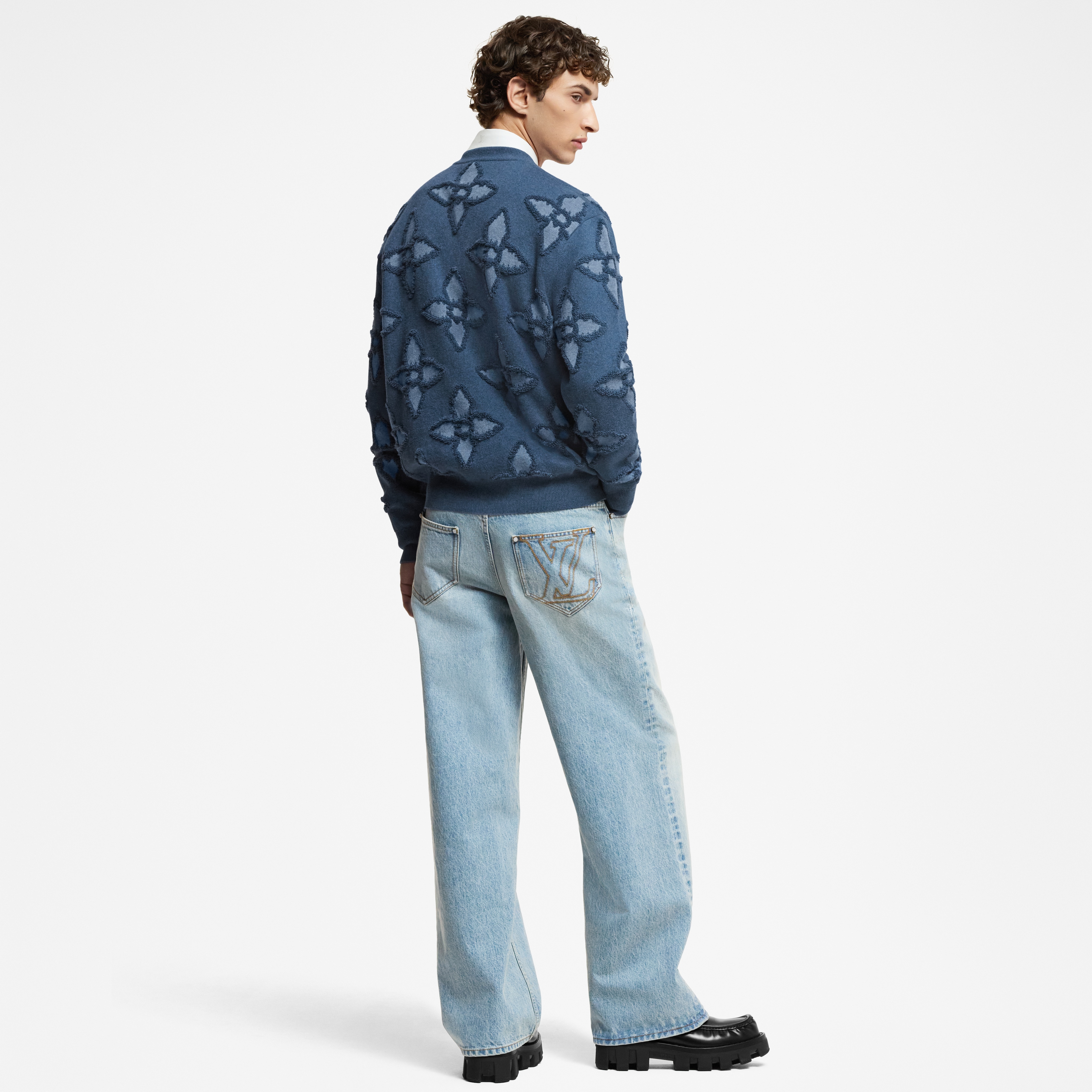 Textured Cotton Crewneck    in Men