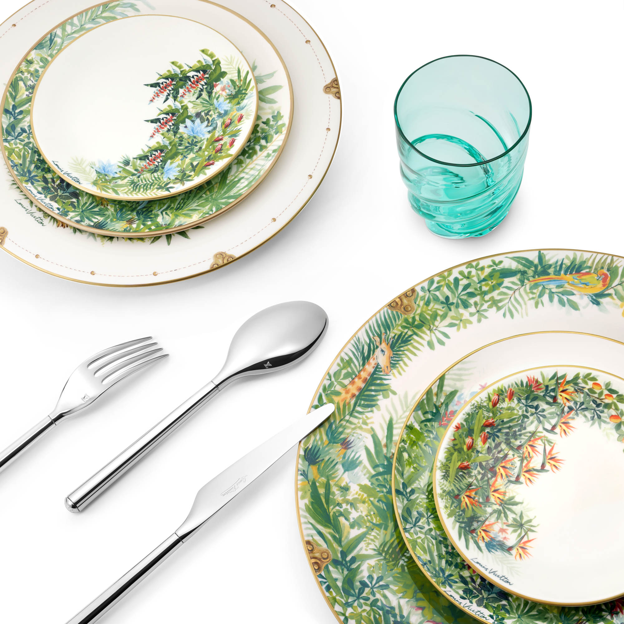 Tropical Jungle Set 2 Dessert Plates  in Trunks, Travel and Home