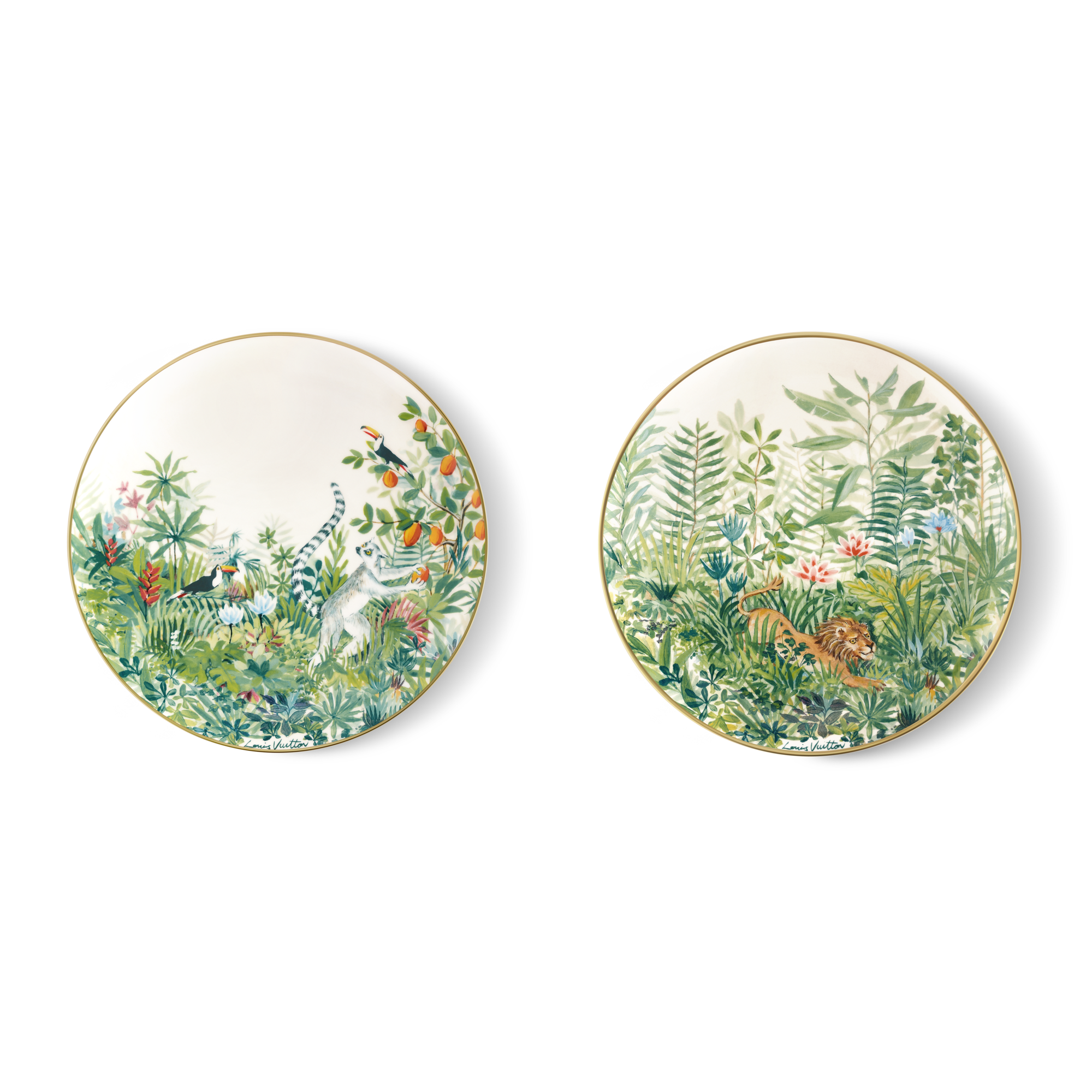 Tropical Jungle Set 2 Dessert Plates  in Trunks, Travel and Home