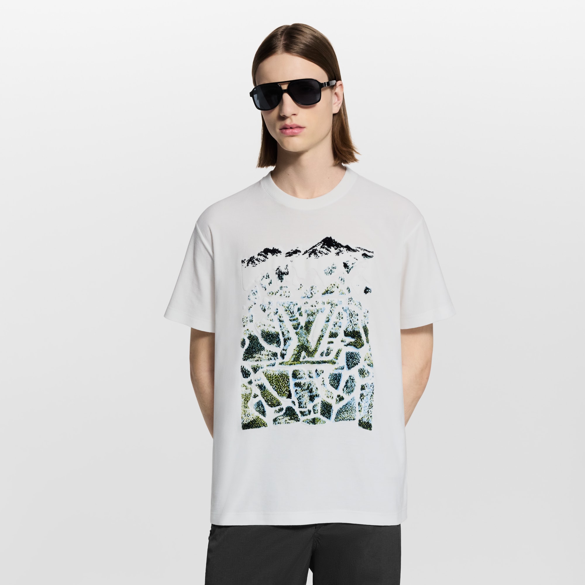 Velvet Jacquard Short-Sleeved T-Shirt  in Men