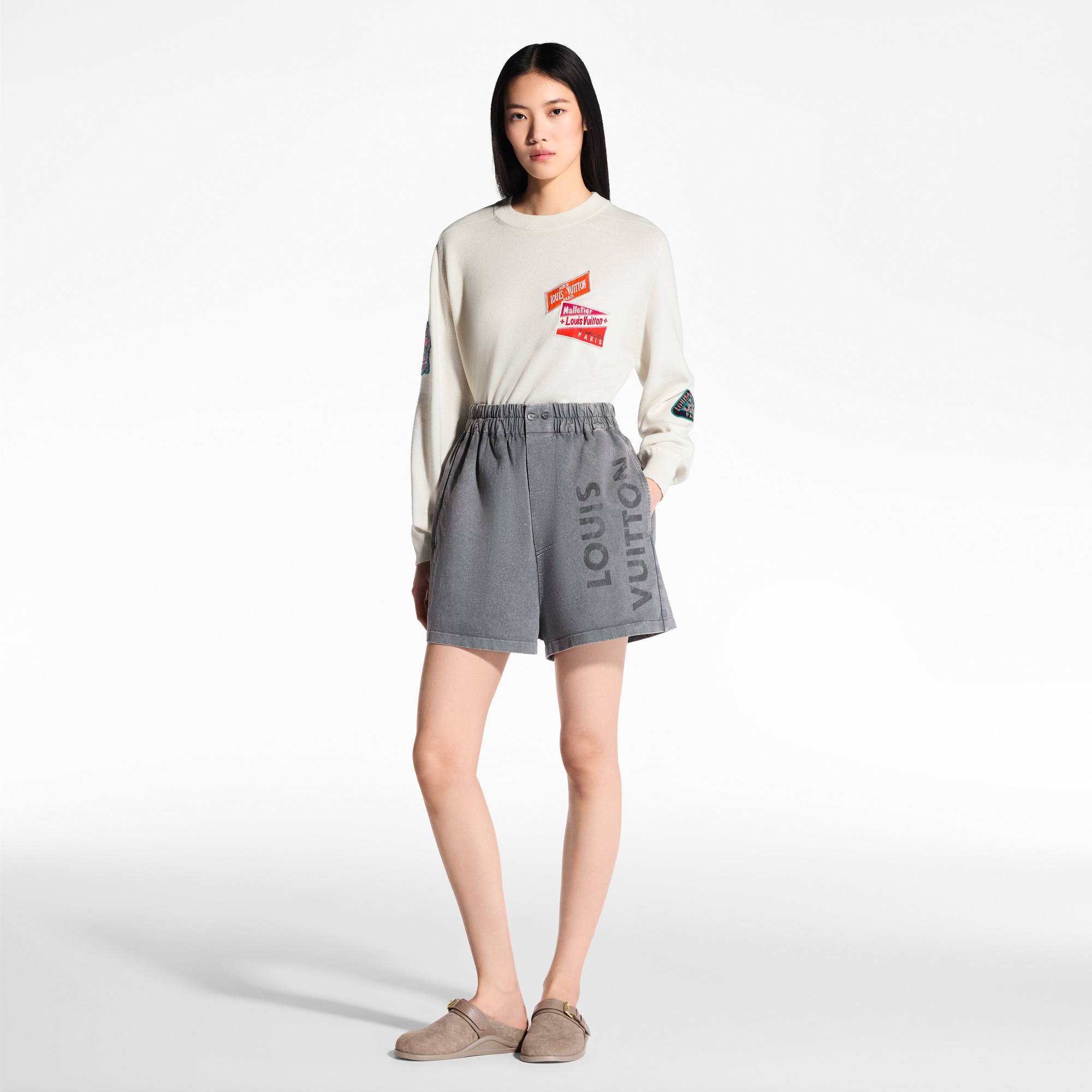 Vintage-Effect Boxer Shorts  in Women