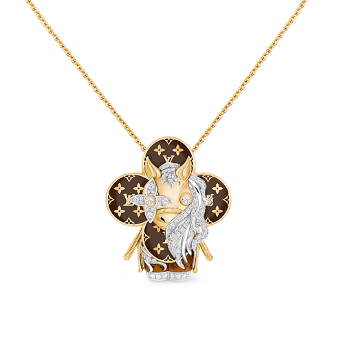 Vivienne Horse Pendant, Yellow Gold, White Gold, Lacquer & Diamonds in Les Extraordinaires's Jewelry Necklaces and Pendants collections by Louis Vuitton (Product zoom)