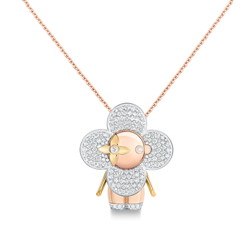 Vivienne large pendant, 3 golds & diamonds pavage in Jewellery's Categories Necklaces and Pendants collections by Louis Vuitton (Product zoom)