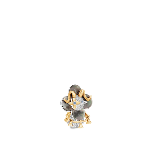 Vivienne Sheep Pendant, Yellow Gold, White Gold, Grey Mother-Of-Pearl, Diamonds & Colored Gemstones in Les Extraordinaires's Jewelry Necklaces and Pendants collections by Louis Vuitton (Product zoom)