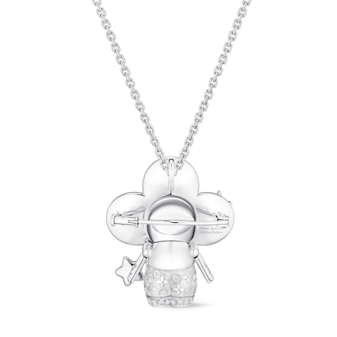 Vivienne Stars Pendant, White Gold, Moonstone, Lacquer, Diamonds and Colored Gemstones back view
