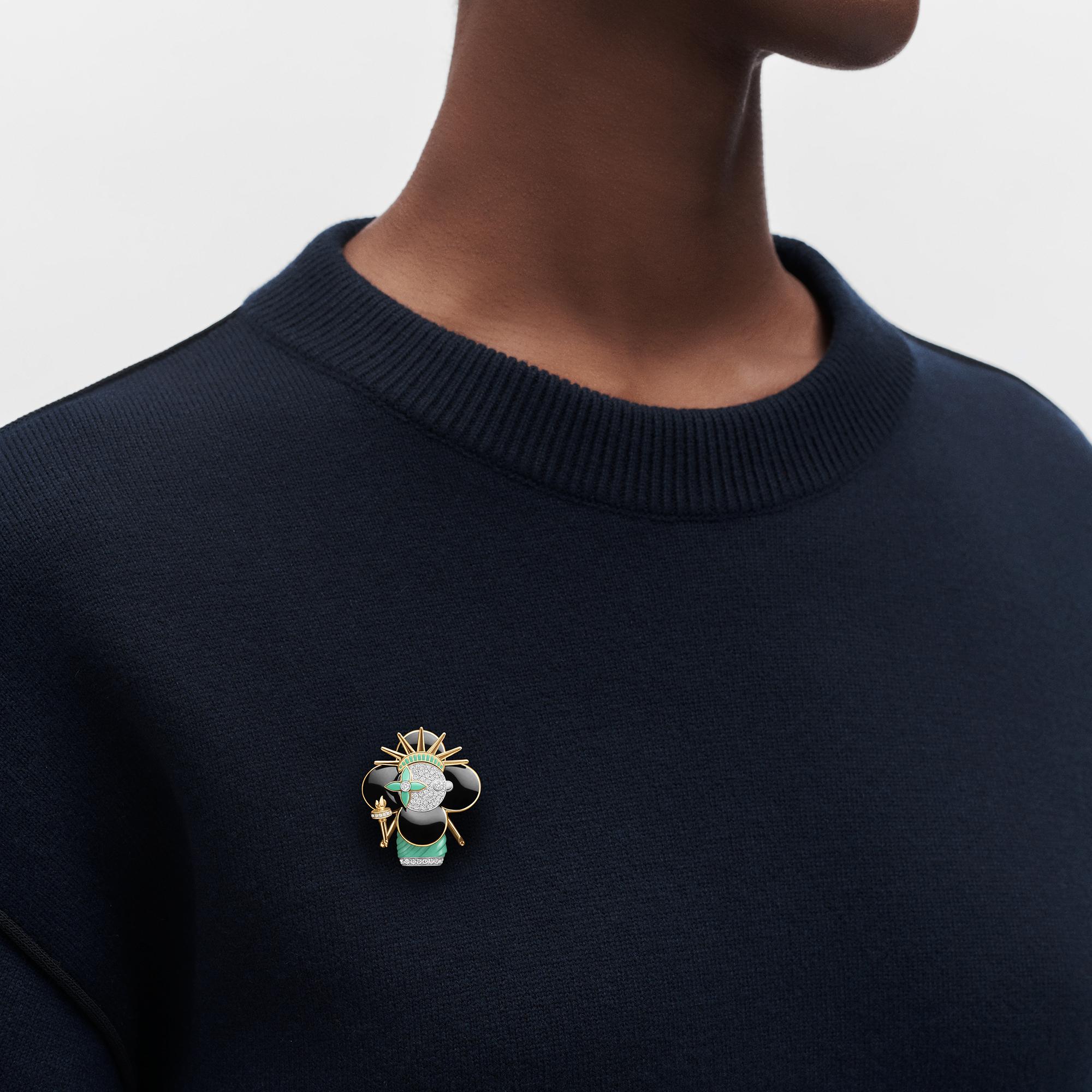 Vivienne Statue Of Liberty, White Gold, Yellow Gold, Lacquer & Diamonds  in Jewellery