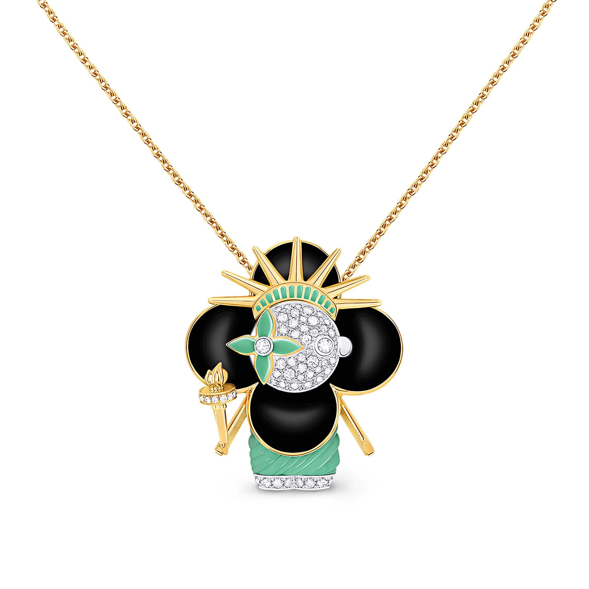 Vivienne Statue Of Liberty, White Gold, Yellow Gold, Lacquer & Diamonds  in Jewellery