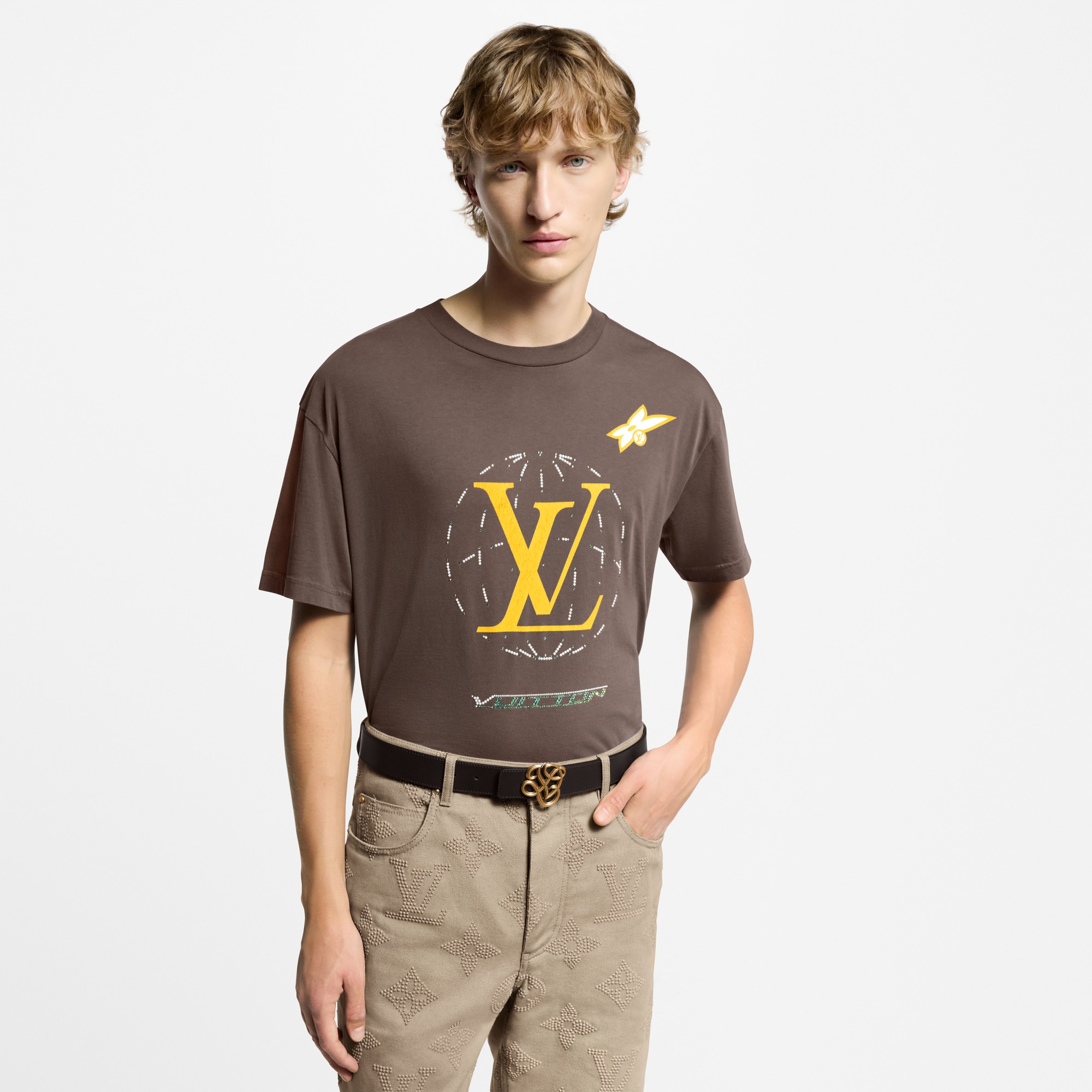 Washed Embellished Cotton T-Shirt  in Men