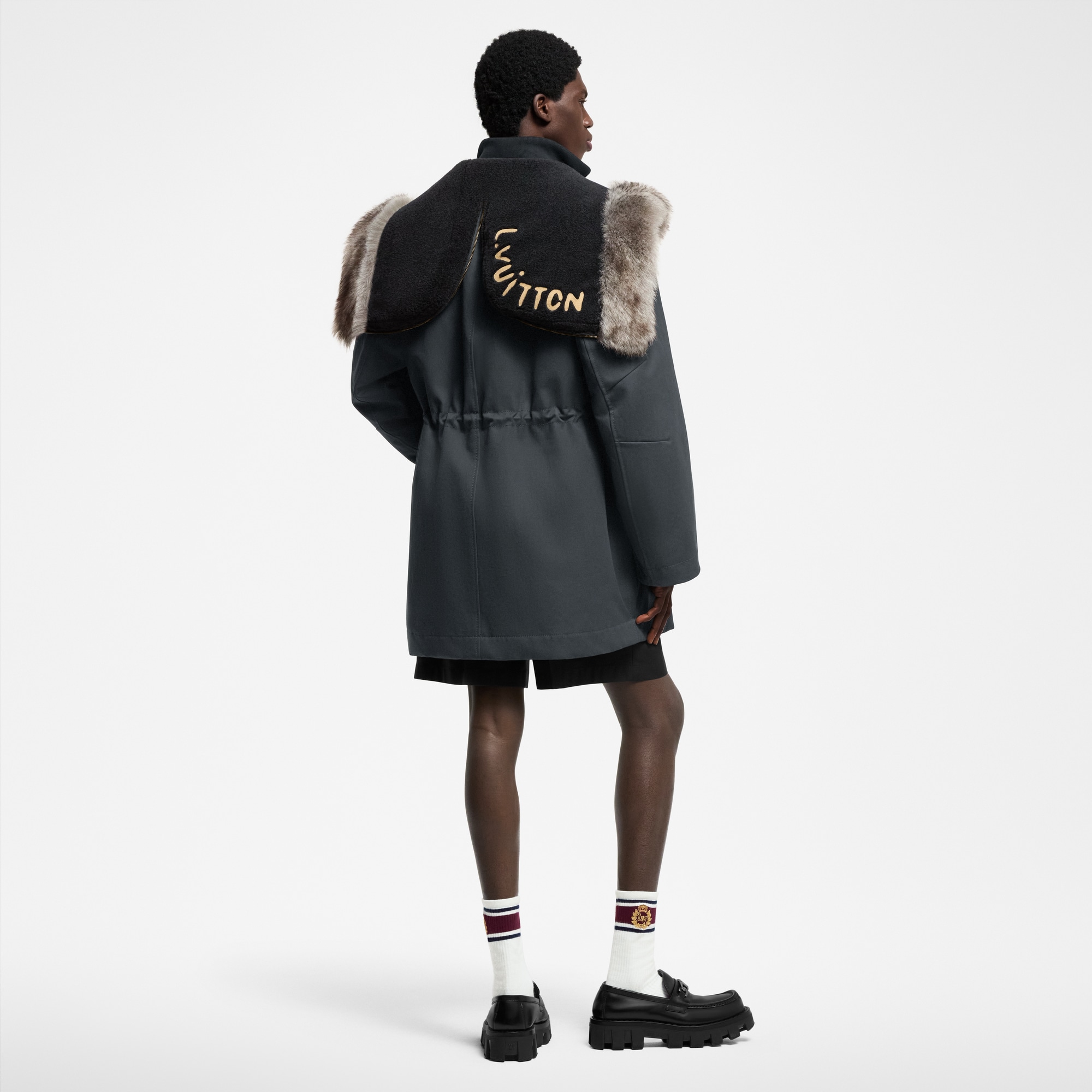 Winter Parka With Shearling Hood  in Men