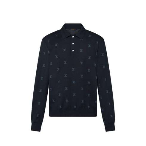 Wool, Silk And Cashmere-Blend Long Sleeve LV Blason Polo in Men's Ready-to-Wear All Ready-to-Wear collections by Louis Vuitton (Product zoom)