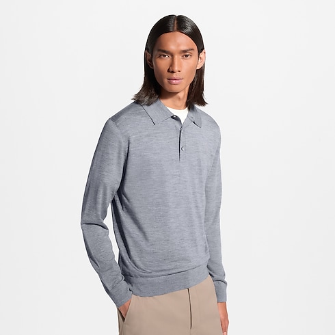 Wool Silk Cashmere Long-Sleeved Polo Shirt in Men's Ready-to-Wear All Ready-to-Wear collections by Louis Vuitton (Product zoom)