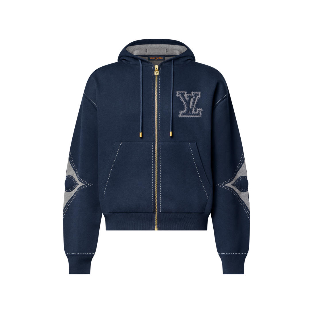 Louis Vuitton ネイビー ロゴパーカー Graphic Intarsia Zipped Cotton 